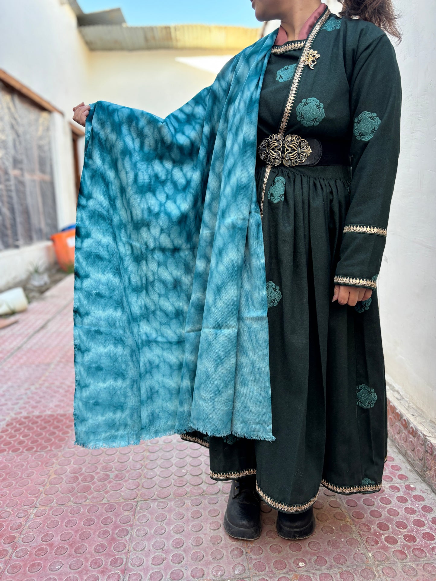 Tie-Dye Sheep Wool Shawl