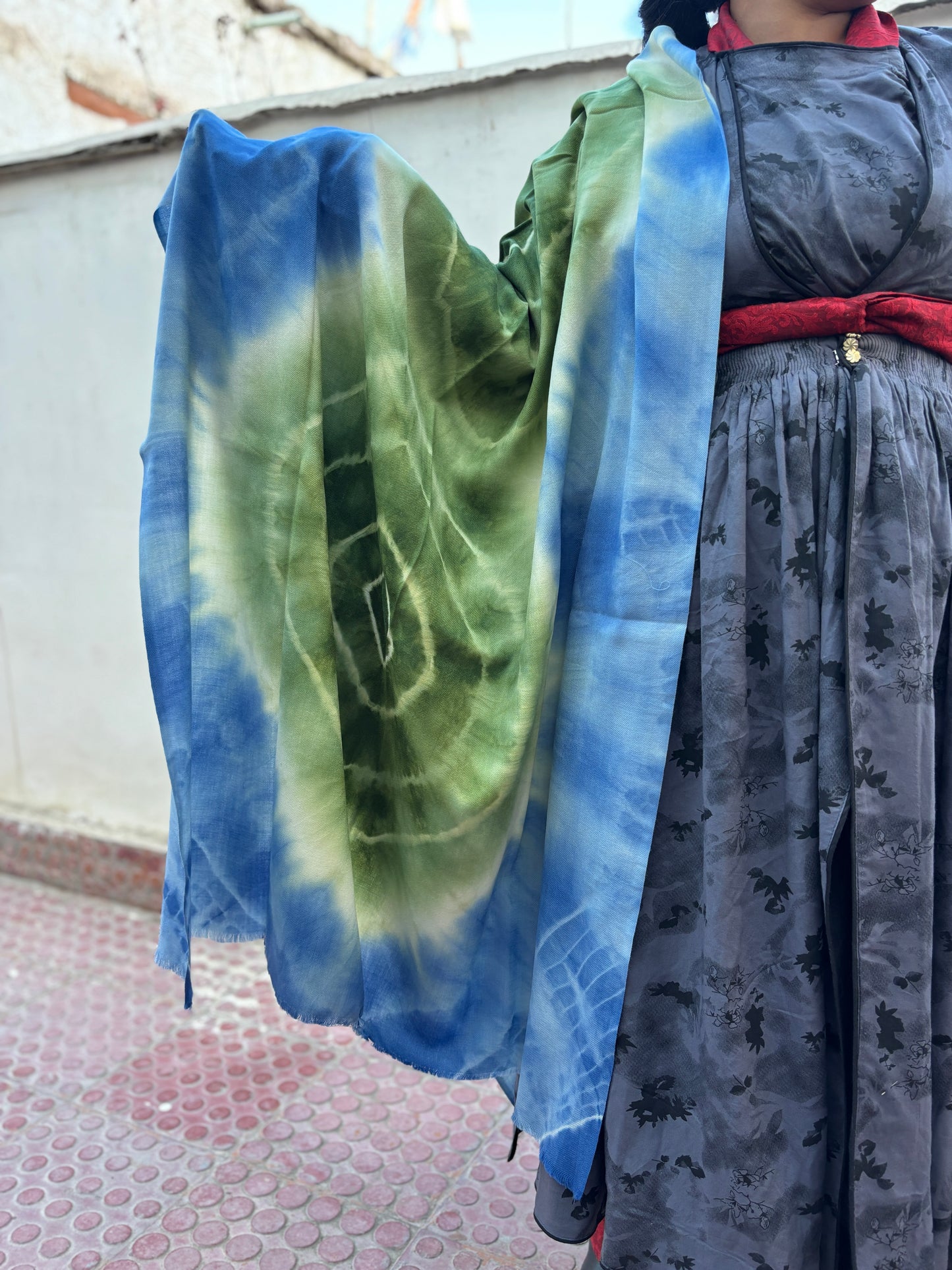 Tie-Dye Sheep Wool Shawl